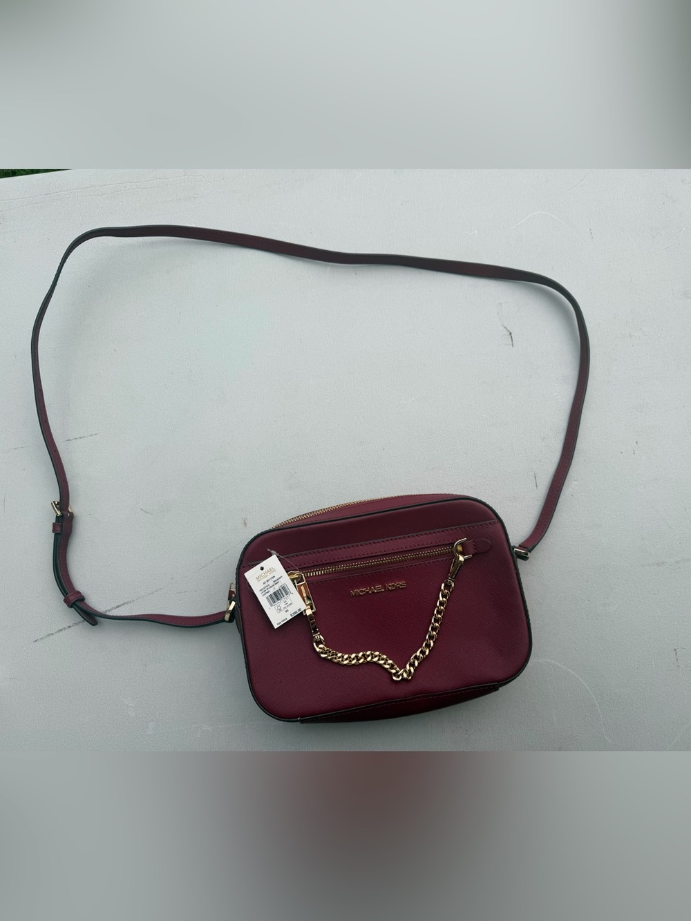 Michael Kors Burgundy Crossbody Bag with Gold Chain
